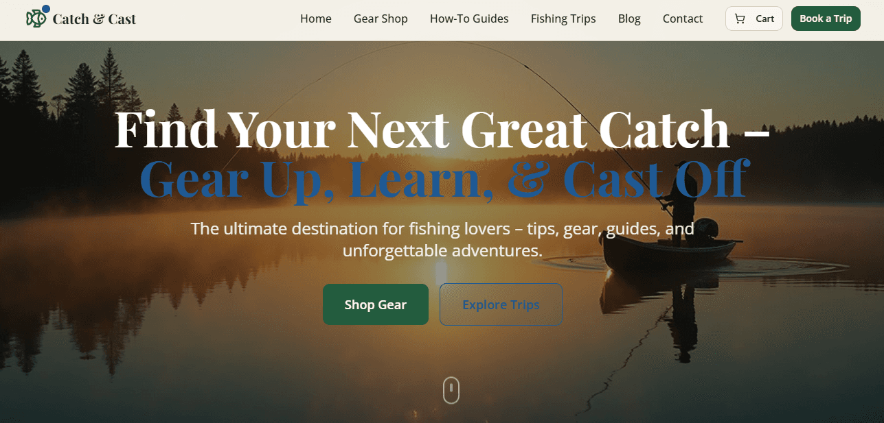 Preview of Catch Fish Pro budget website template - Fishing and angling business website