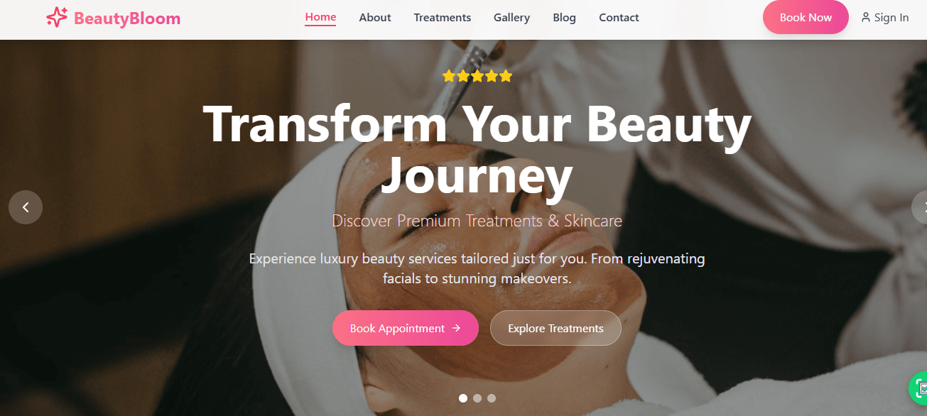 BeautyBloom - Beauty & Treatments Website